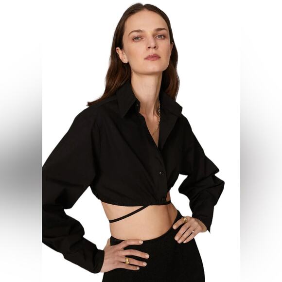 Matthew Bruch Cropped Button Down Top - Picture 1 of 10